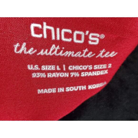 Chico's Women Red Solid Rayon Round Neck Long Casual Sleeve Top Shirt Size Large - Picture 6 of 9